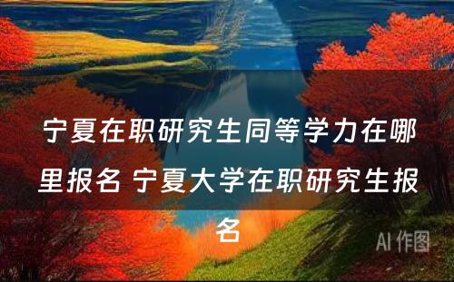宁夏在职研究生同等學(xué)力在哪里报名 宁夏大學(xué)在职研究生报名
