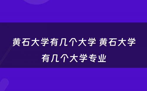 黄石大學(xué)有(yǒu)几个大學(xué) 黄石大學(xué)有(yǒu)几个大學(xué)专业
