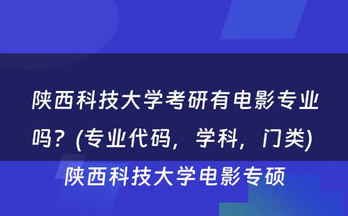 陕西科(kē)技大學(xué)考研有(yǒu)電(diàn)影专业吗？(专业代码，學(xué)科(kē)，门类) 陕西科(kē)技大學(xué)電(diàn)影专硕