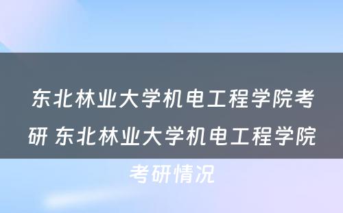 东北林业大學(xué)机電(diàn)工程學(xué)院考研 东北林业大學(xué)机電(diàn)工程學(xué)院考研情况