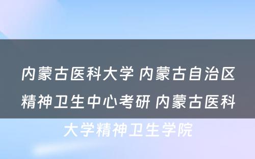 内蒙古医科(kē)大學(xué) 内蒙古自治區(qū)精神卫生中心考研 内蒙古医科(kē)大學(xué)精神卫生學(xué)院