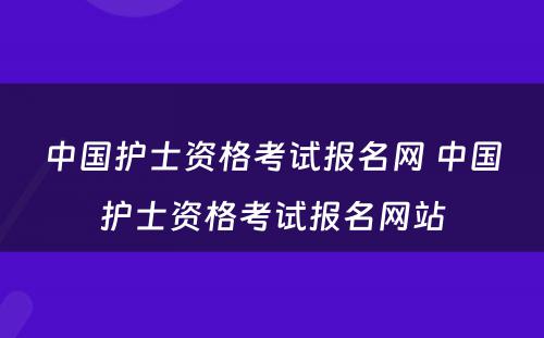 中國(guó)护士资格考试报名网 中國(guó)护士资格考试报名网站