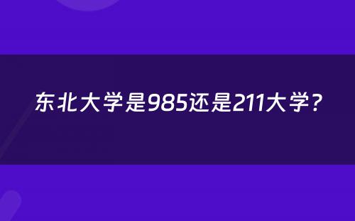 东北大學(xué)是985还是211大學(xué)?