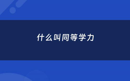 什么叫同等學(xué)力