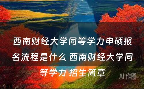 西南财经大學(xué)同等學(xué)力申硕报名流程是什么 西南财经大學(xué)同等學(xué)力 招生简章