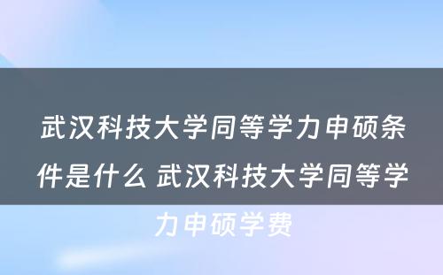 武汉科(kē)技大學(xué)同等學(xué)力申硕条件是什么 武汉科(kē)技大學(xué)同等學(xué)力申硕學(xué)费
