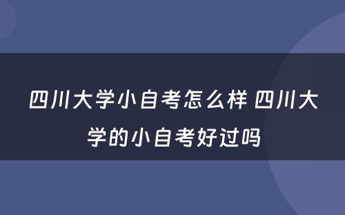 四川大學(xué)小(xiǎo)自考怎么样 四川大學(xué)的小(xiǎo)自考好过吗