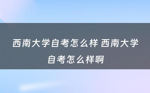 西南大學(xué)自考怎么样 西南大學(xué)自考怎么样啊