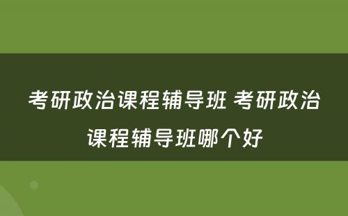 考研政治课程辅导班 考研政治课程辅导班哪个好