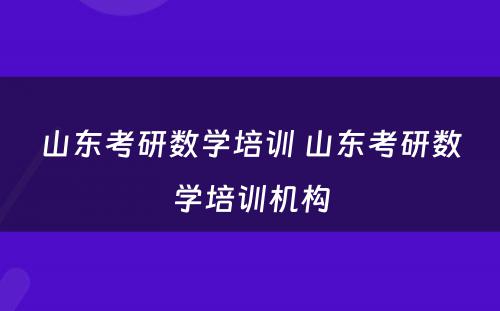 山(shān)东考研数學(xué)培训 山(shān)东考研数學(xué)培训机构