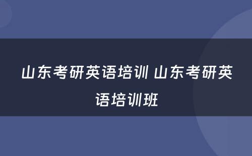 山(shān)东考研英语培训 山(shān)东考研英语培训班