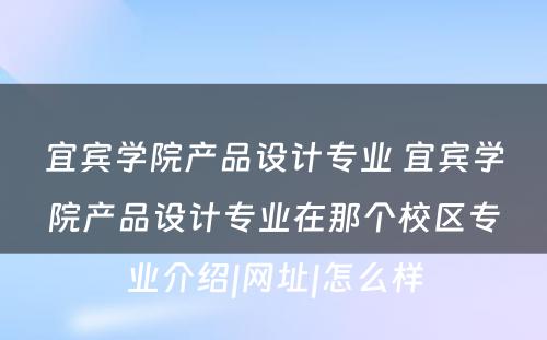 宜宾學(xué)院产品设计专业 宜宾學(xué)院产品设计专业在那个校區(qū)专业介绍|网址|怎么样