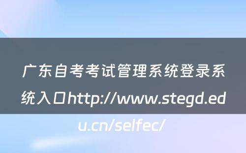 广东自考考试管理(lǐ)系统登录系统入口http://www.stegd.edu.cn/selfec/ 