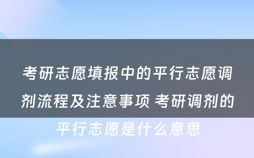 考研志(zhì)愿填报中的平行志(zhì)愿调剂流程及注意事项 考研调剂的平行志(zhì)愿是什么意思