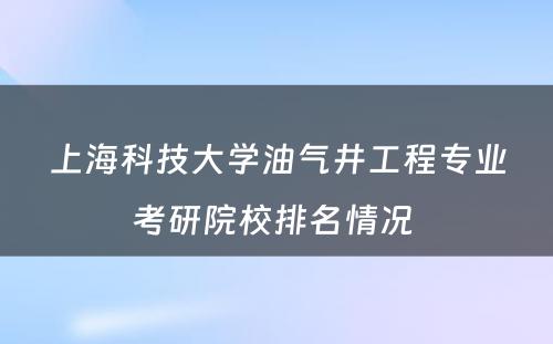 上海科(kē)技大學(xué)油气井工程专业考研院校排名情况 